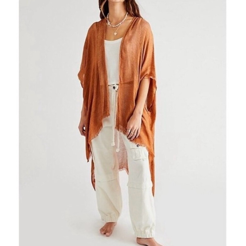 Free People Rust Orange Open Front Kimono